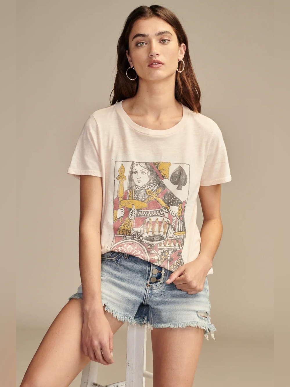 Lucky Brand Queen Of Spades Classic Crew Size Large New With Tags 100% Cotton